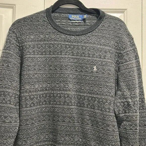 Polo Ralph Lauren Gray Wool Sweater, Size Large - Picture 2 of 8